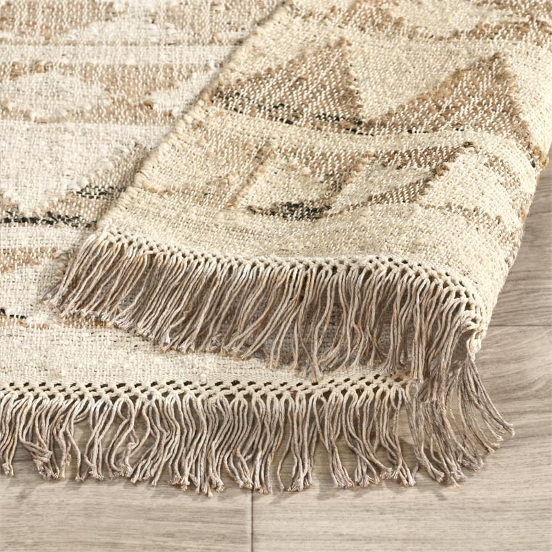 Kosas Home Camille 2.6' x 8' Modern Tribal Jute & Cotton Runner Rug in Natural