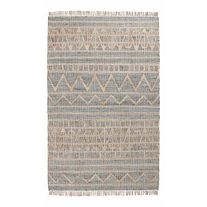 Kosas Home Megan 96x120&quot Transitional Jute Rug in Natural and Spa Blue