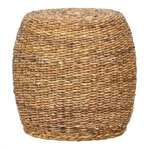 Kosas Home Mobbi Round Rattan Abaca End Table in Multi Brown