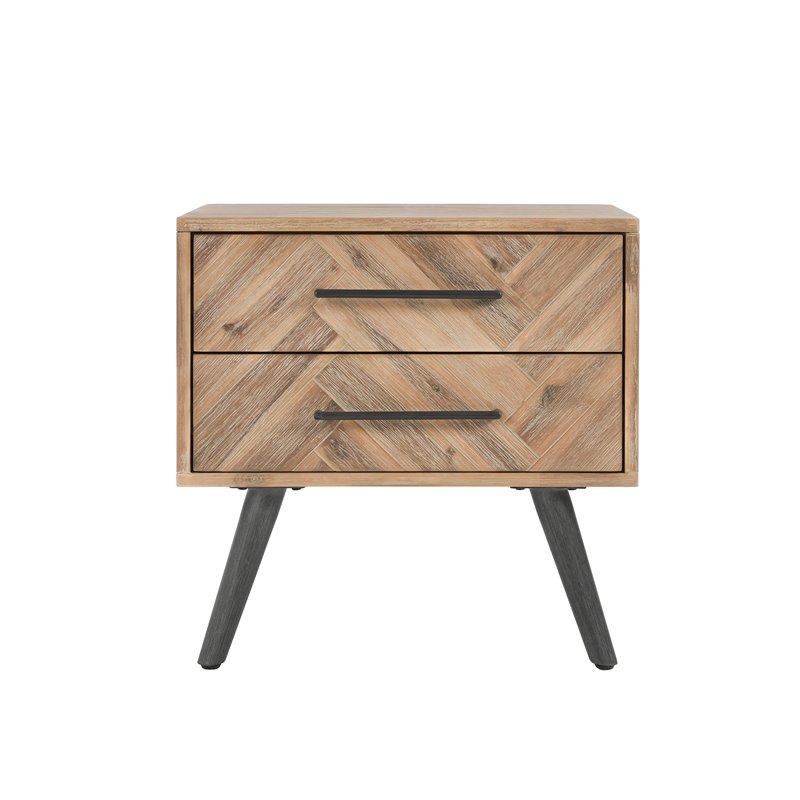 Kosas Home Soren 2-drawer Mid-Century Acacia Wood Nightstand in Multi Natural
