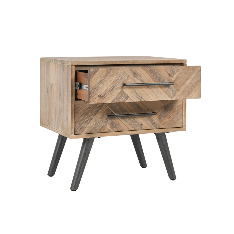 Kosas Home Soren 2-drawer Mid-Century Acacia Wood Nightstand in Multi Natural