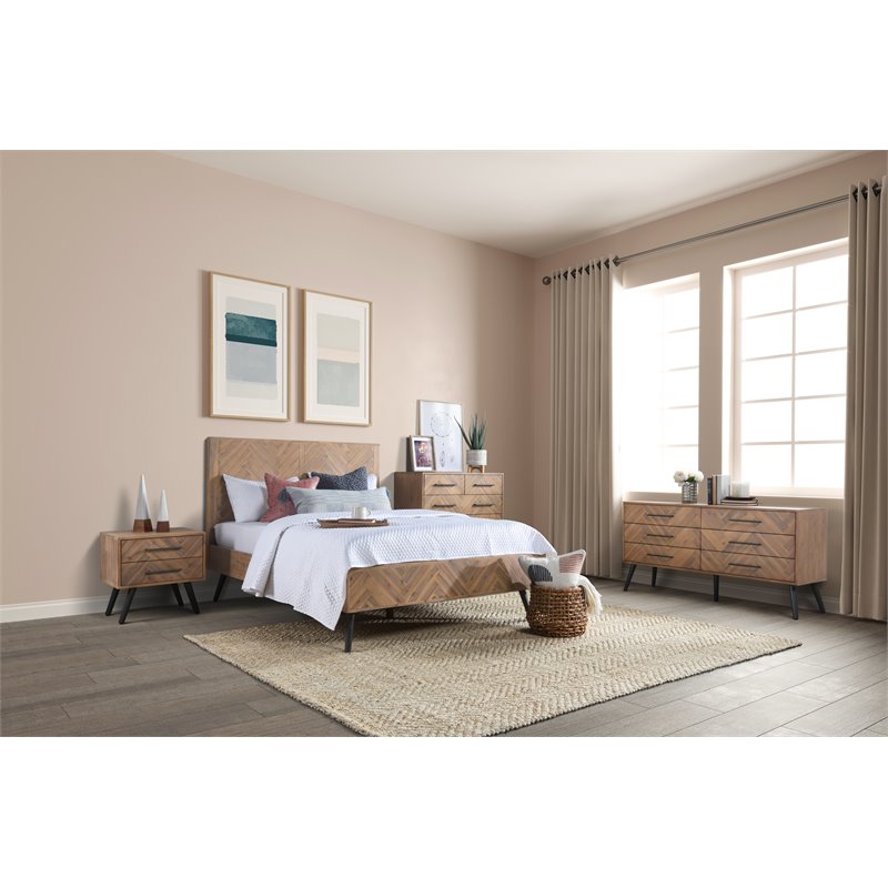 Kosas Home Soren 2-drawer Mid-Century Acacia Wood Nightstand in Multi Natural
