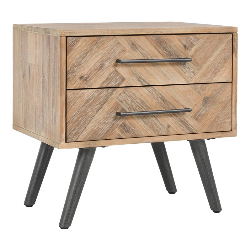 Kosas Home Soren 2-drawer Mid-Century Acacia Wood Nightstand in Multi Natural