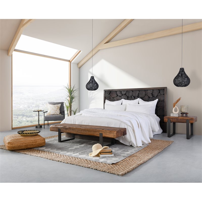 Kosas Home Quaid 1-Light Woven and Iron Mesh Pendant in Black Finish