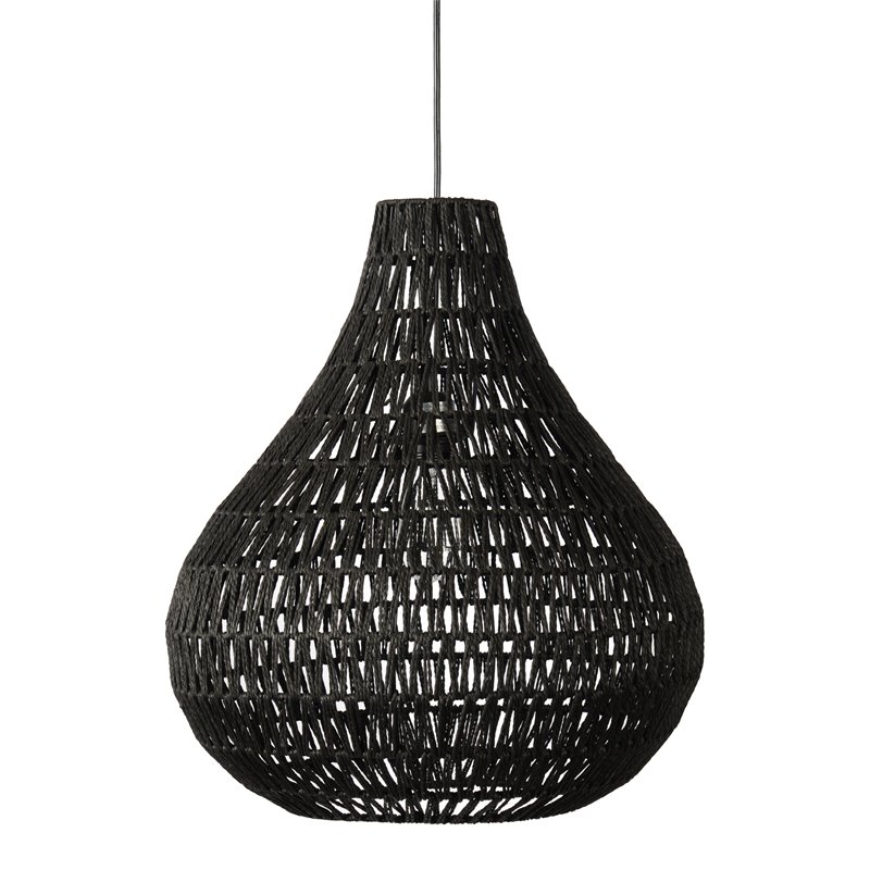 Kosas Home Quaid 1-Light Woven and Iron Mesh Pendant in Black Finish