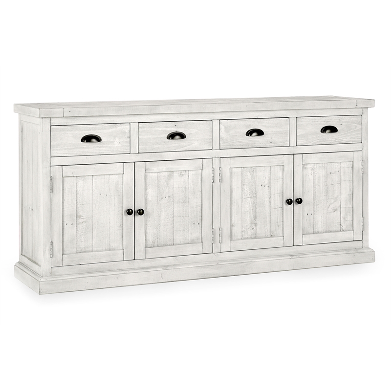 Kosas Home Quincy 4-Drawer 4-Door Solid Pine Wood Sideboard in Nordic Ivory