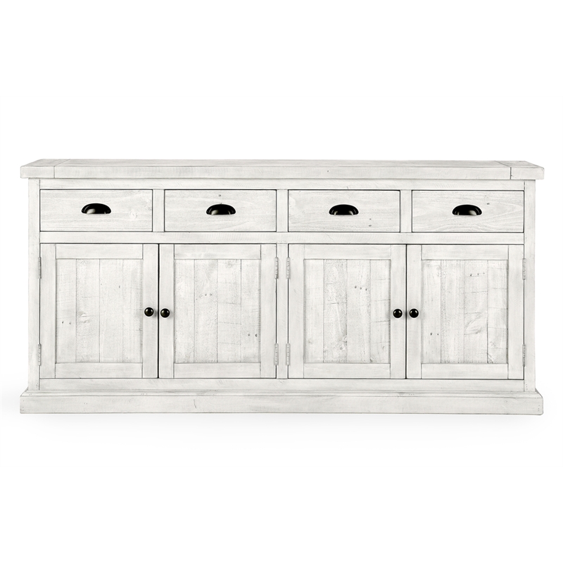 Kosas Home Quincy 4-Drawer 4-Door Solid Pine Wood Sideboard in Nordic Ivory