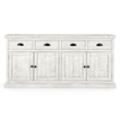 Kosas Home Quincy 4-Drawer 4-Door Solid Pine Wood Sideboard in Nordic Ivory