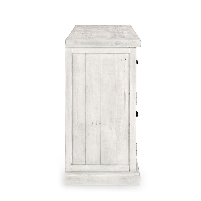 Kosas Home Quincy 4-Drawer 4-Door Solid Pine Wood Sideboard in Nordic Ivory