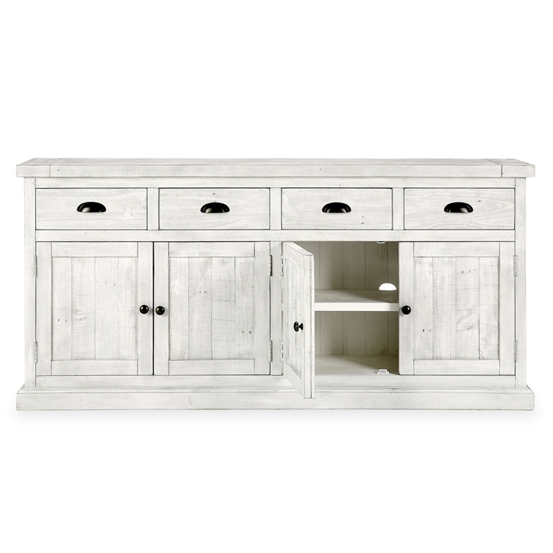 Kosas Home Quincy 4-Drawer 4-Door Solid Pine Wood Sideboard in Nordic Ivory