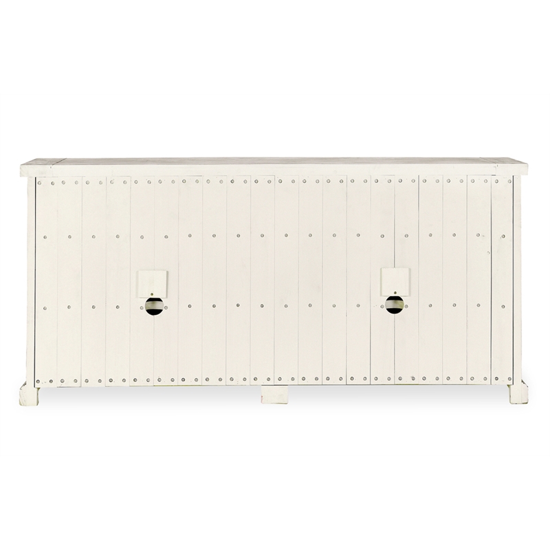 Kosas Home Quincy 4-Drawer 4-Door Solid Pine Wood Sideboard in Nordic Ivory