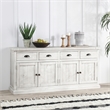 Kosas Home Quincy 4-Drawer 4-Door Solid Pine Wood Sideboard in Nordic Ivory