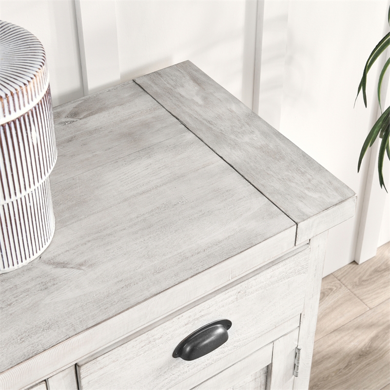 Kosas Home Quincy 4-Drawer 4-Door Solid Pine Wood Sideboard in Nordic Ivory