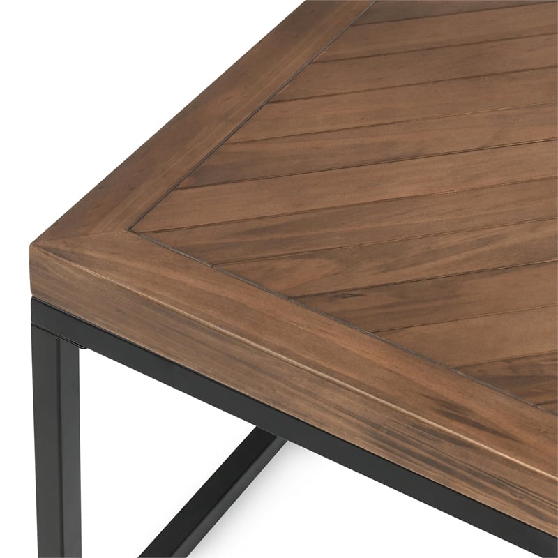 Kosas Home Chantel Square Solid Pine Wood Coffee Table in Brown/Black
