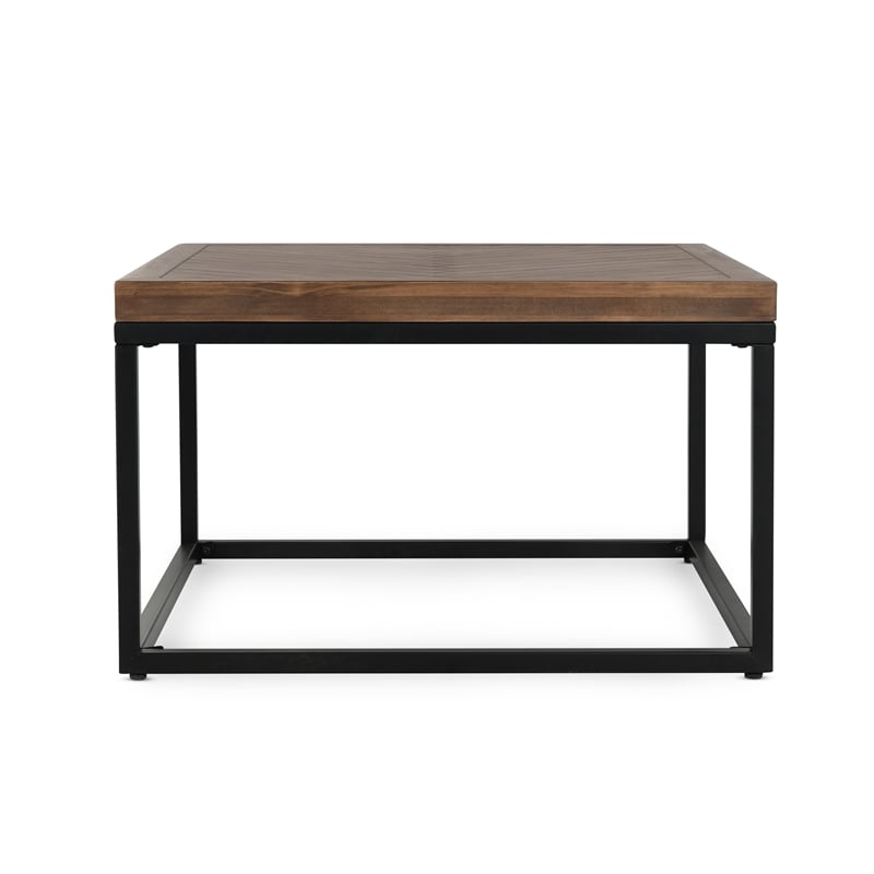 Kosas Home Chantel Square Solid Pine Wood Coffee Table in Brown/Black