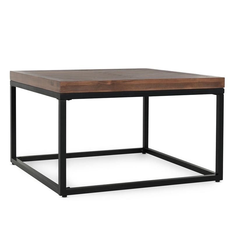 Kosas Home Chantel Square Solid Pine Wood Coffee Table in Brown/Black