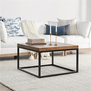 Kosas Home Chantel Square Solid Pine Wood Coffee Table in Brown/Black