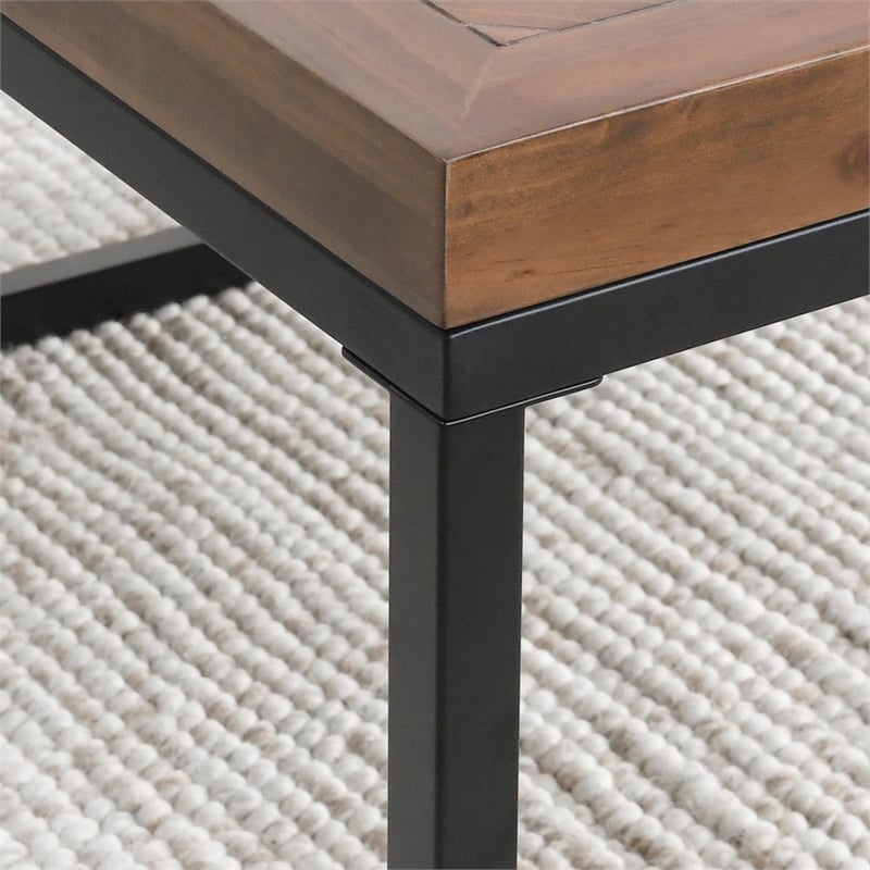 Kosas Home Chantel Square Solid Pine Wood Coffee Table in Brown/Black