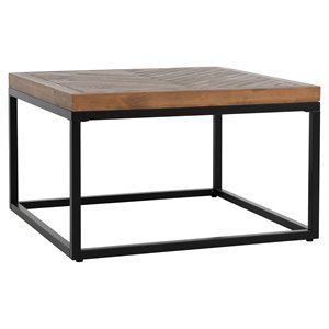 kosas home chantel square solid pine wood coffee table in brown/black