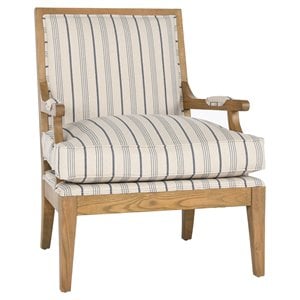 kosas home connor oak wood and linen fabric accent chair in beige/blue