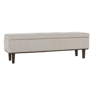Kosas Home Louise 54&quot Polyester Fabric Tufted Storage Bench in Light Beige