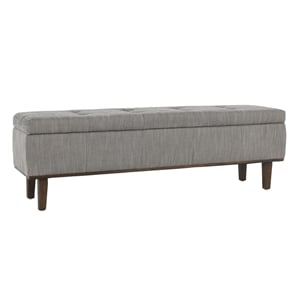 Kosas Home Louise 54&quot Polyester Fabric Tufted Storage Bench in Gray