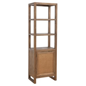 kosas home ladera 1-door pine wood bookcase in natural brown finish