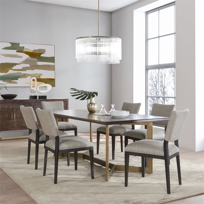 Kosas Home Kaela 6-light Vintage Iron and Glass Chandelier in Clear/Gold