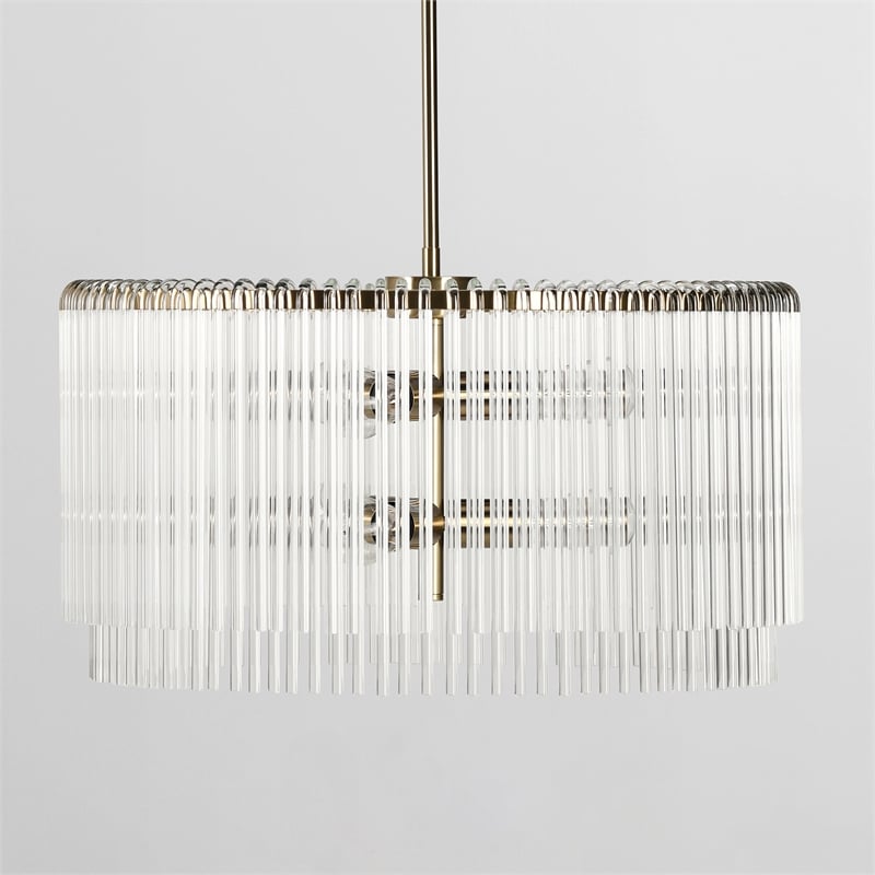 Kosas Home Kaela 6-light Vintage Iron and Glass Chandelier in Clear/Gold