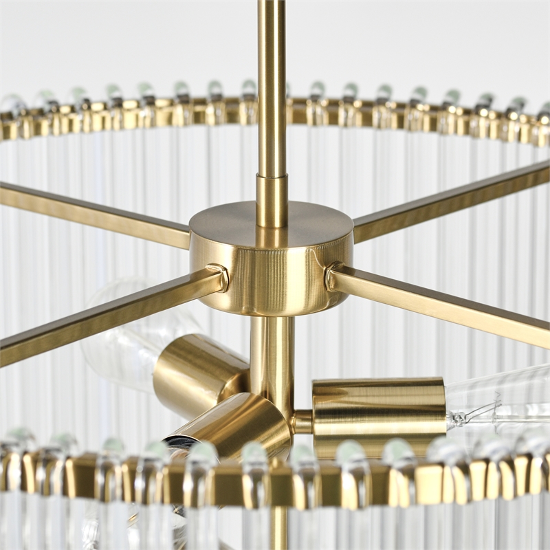 Kosas Home Kaela 6-light Vintage Iron and Glass Chandelier in Clear/Gold