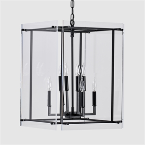 Kosas Home Lena 8-Light Iron Metal and Acrylic Geometric Chandelier in Black
