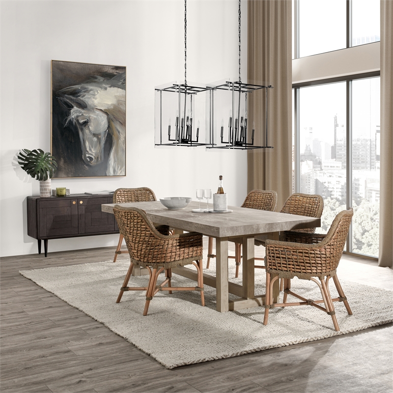 Kosas Home Lena 8-Light Iron Metal and Acrylic Geometric Chandelier in Black