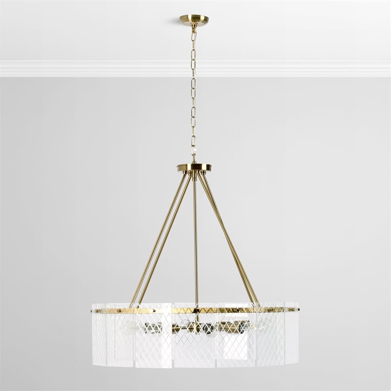 Kosas Home Apfel 8-Light Modern Iron and Glass Chandelier in Gold/Antique Brown