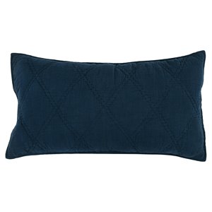 Kosas Home Casi 20x36&quot Belgian Flax Linen Fabric King Sham in Midnight Blue