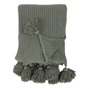 Kosas Home Kerith 50x70&quot Transitional Knit Cotton Throw Blanket in Sage Green