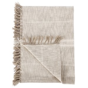 Kosas Home Lea 50x70&quot Cotton and Linen Stripe Throw Blanket in Ivory/Natural