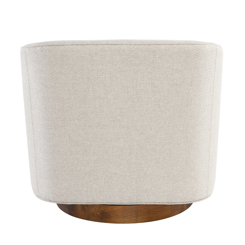 Kosas Home Leonard Polyester Fabric Swivel Accent Chair in Beige/Walnut