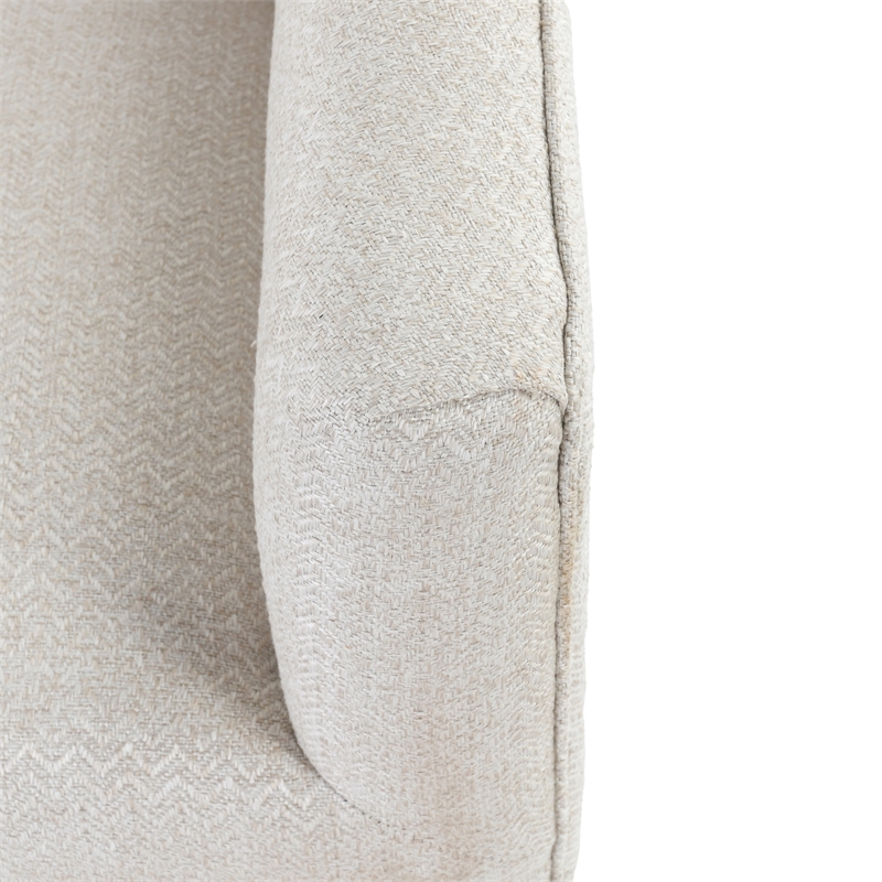 Kosas Home Leonard Polyester Fabric Swivel Accent Chair in Beige/Walnut