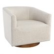 Kosas Home Leonard Polyester Fabric Swivel Accent Chair in Beige/Walnut