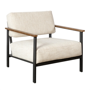 kosas home lenny polyester fabric upholstered accent chair in beige/brown