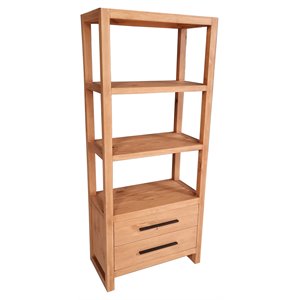 kosas home fenmore 2-drawer laid-back pine wood bookcase in natural