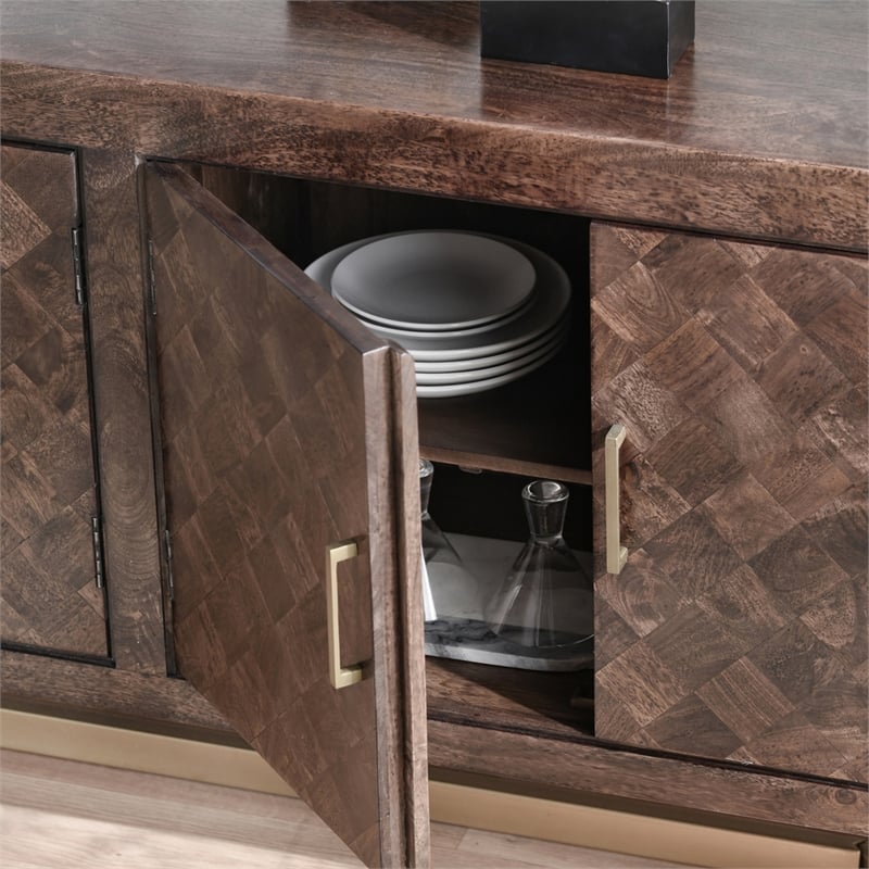 Kosas Home Kensie Solid Mango Wood and Iron Sideboard in Bronze/Brown