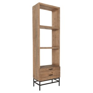 kosas home industrial 2-drawer reclaimed pine wood bookcase in natural brown