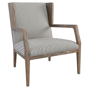 kosas home yori stripe transitional linen fabric accent chair in gray and white