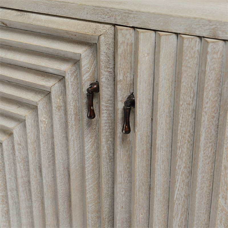 Kosas Home Augustus 2-Door Mahogany Solid Wood Cabinet in Light Gray