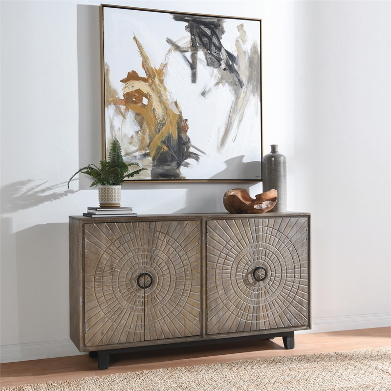 Kosas Home Vivienne 4 Door Wood Sideboard in Gray