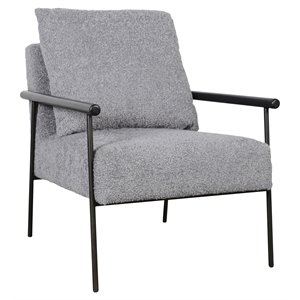 kosas home eliicott polyester fabric and metal accent chair in gray/black