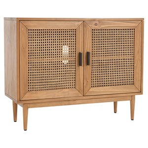 kosas home edris 2-door transitional pine wood accent cabinet in natural brown