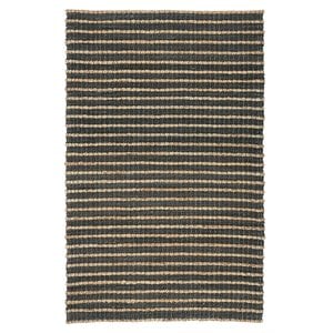 Kosas Home Alysa 30 x 96&quot Striped Jute Fabric Area Rug in Mineral Blue/Natural