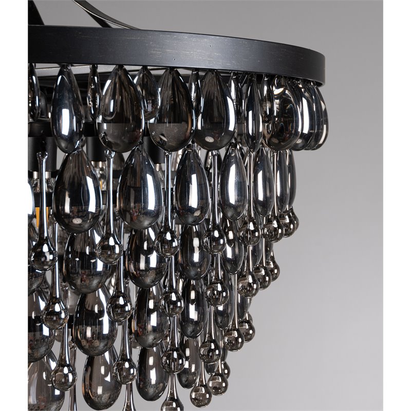 Kosas Home Larkin 7-Light Traditional Iron and Crystal Chandelier in Black